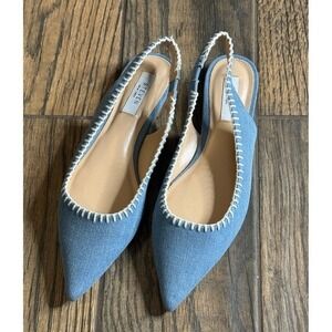 STEVEN New York Denim Slingback Pointed Toe Flats Women Light Blue Size Unknown